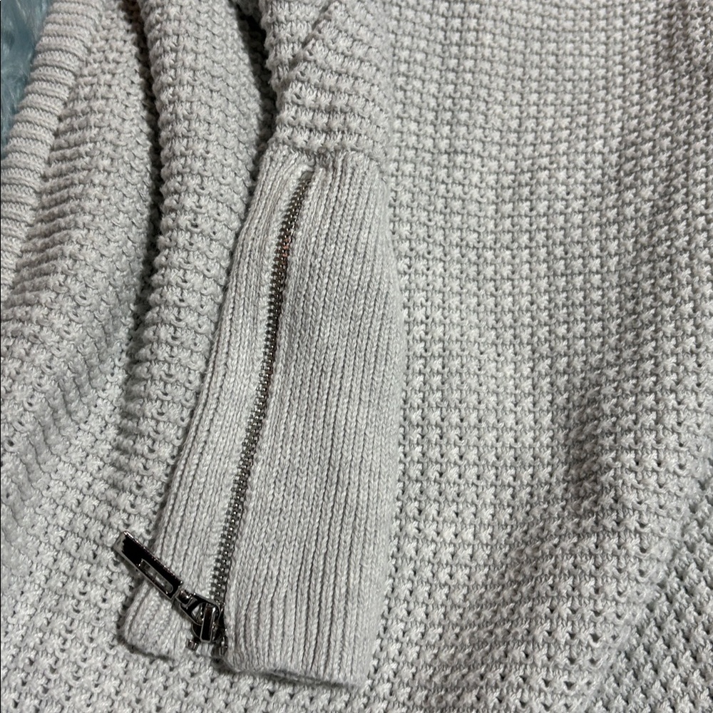 Cynthia Rowley Light Gray Waffle Knit Wrist Zipper Sweater sz XS - Picture 5 of 8